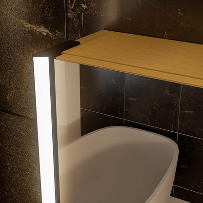 28x20 LED Lighted Bathroom Medicine Mirror Cabinet with Sockets & USBs, Anti-Fog Dimmable Light and Color Adjustment, Easy to Install, Moisture-Resistant Wood, Oak