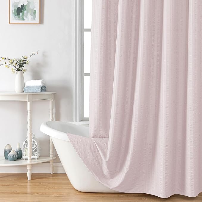Aiyufeng Moga Stall Fabric Shower Curtain - Soft & Lightweight Small Shower Curtain with Texture for Narrow Stall Size, Machine Washable, 36" Wx72 L, Pink