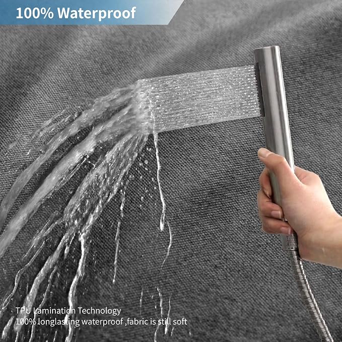 Extra Long Fabric Shower Curtain,No Liner Needed,72x96,CharcoalGrey | 2-in-1 Design,Linen Textured,100% Waterproof TPU-Laminated Backing,Magnetic Weighted,Machine Washable,For Bathroom,Hotel