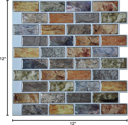 Art3d Peel and Stick Bathroom/Kitchen Backsplash Tiles, 6 Tiles