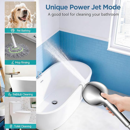 MakeFit Filtered Shower Head with Handheld-10 Modes High Pressure Showerhead with Built-in Power Wash,Long 71-inch Hose & Adjustable Bracket, Water Softener Filter Beads for Hard Water-Remove Chlorine