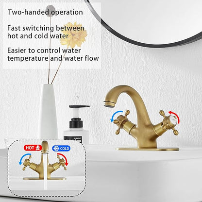 Bathroom Faucet Antique Brass Bathroom Vanity Faucet Single Handle One Hole Bathroom Sink Faucet Basin with Cover Plate