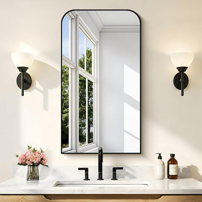 COFENY Bathroom Mirror, 20x40 inch Black Rectangle Wall Mounted Mirror with Thin Frame, Bathroom Vanity Mirrors for Over Sink, Entryway, Living Room, Bedroom
