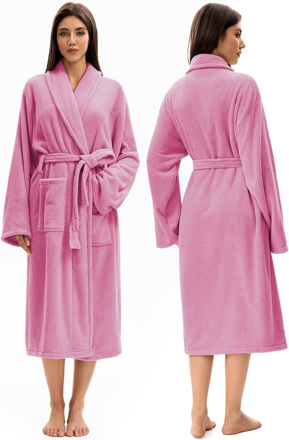 Soft Robe For Women，Warm Plush Bath Robes Female，Spa Towel After Shower Lightweight Long Bathrobe