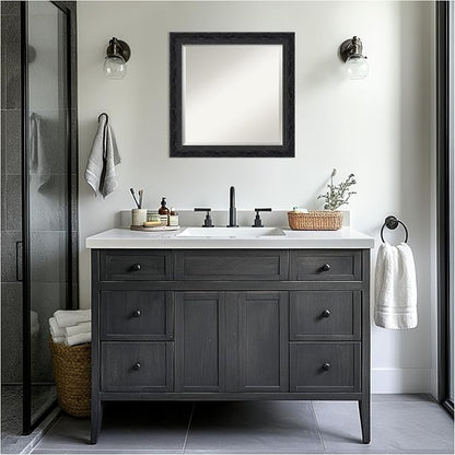 Amanti Art Black Bathroom Mirror for Over Sink, 24x24 Filigree Gloss Black Square Vanity Mirror, Medium Traditional Frame, Hangs Horizonally and Vertically, Bathroom Wall Decor, Beveled Edge