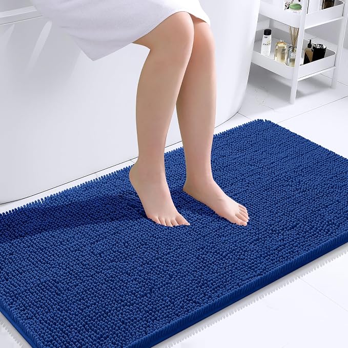 OLANLY Bathroom Runner Rugs 44x24, Extra Soft Absorbent Chenille Bath Rugs | Royal Blue, Quick-Drying Rubber Backing, Washable Long Bath Mat for Bathroom Floor, Tub and Shower, Home Decor Accessories