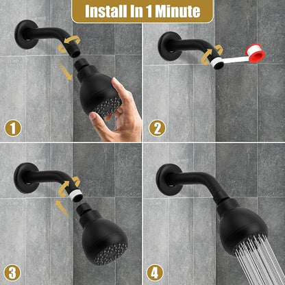 AISOSO High Pressure Shower Heads, Showerheads 3 Inches with 360 Rotation and Silicone Nozzles for Strong Spray Relaxing and Comfortable Shower, Matte Black