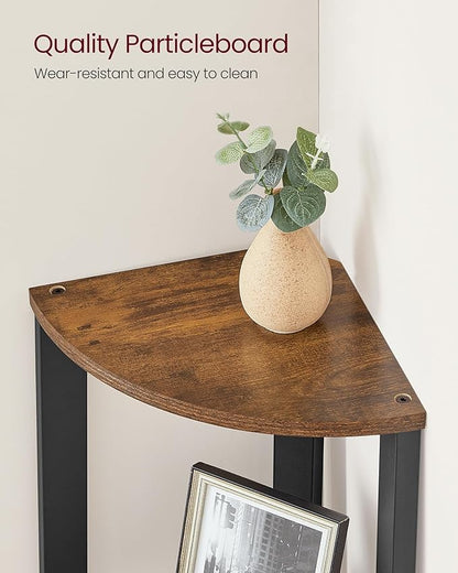 VASAGLE Corner Shelf Stand, 4-Tier Corner Bookshelf, Industrial Ladder Shelf, Plant Stand for Living Room, Office, Kitchen, Rustic Brown and Black ULLS34X