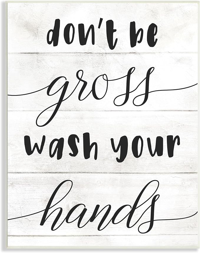 'Don't Be Gross Bathroom Family Home Word'| Wall Plaque Art | Stupell Industries | 13 x 19 Inches, Easy to Hang and Sturdy, Made in USA, by Lil' Rue