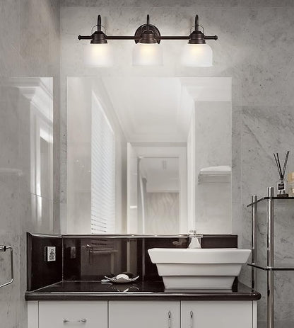 JONATHAN Y 5.75" Oil Rubbed Bronze Modern Bathroom Vanity Light, 3-Light LED Wall Sconce, Clear Glass Bell Shade for Mirror Hallway Kitchen, ETL Listed, LED Bulb Included (JYL7409C)