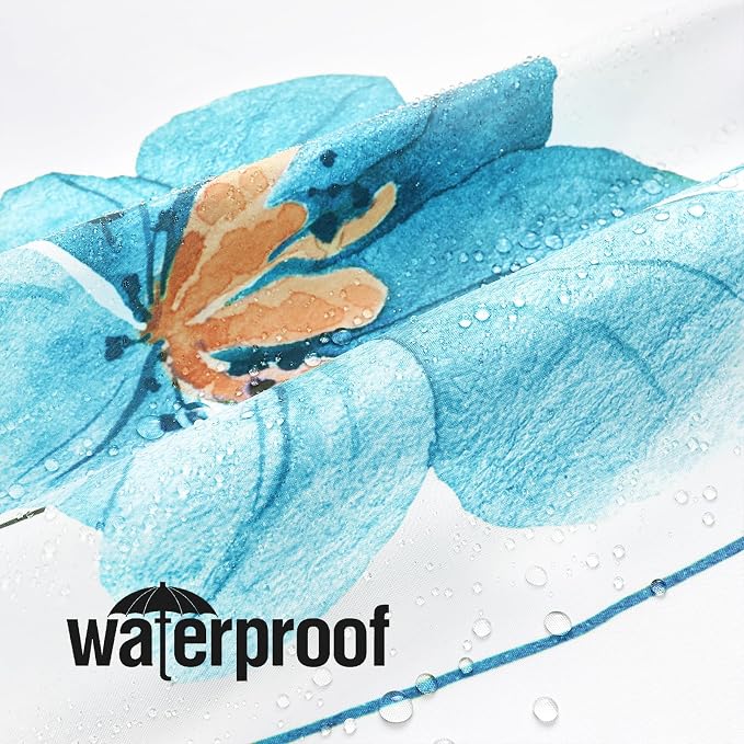 Light Blue Beige Watercolor Floral Fabric Shower Curtain, 72x72 | Waterproof Fabric, Modern Minimalist Floral Print, Machine Washable, Rustproof Grommets, for Bathroom