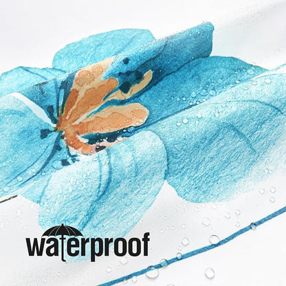 Light Blue Beige Watercolor Floral Fabric Shower Curtain, 72x72 | Waterproof Fabric, Modern Minimalist Floral Print, Machine Washable, Rustproof Grommets, for Bathroom