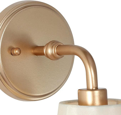 Gold Wall Sconce, Modern 1-Light Sconces Wall Lighting with Fabric Shade for Bathroom, Bedroom, Kitchen and Living Room