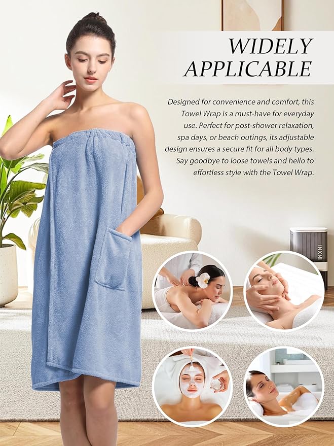 Women'S Soft Wrap Towel Full Length，Bath Robe After Shower Female Plush Long，Spa Bathrobes Lightweight With Pockets
