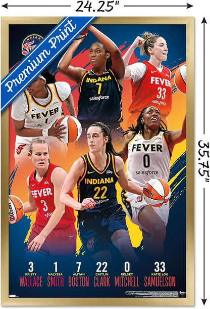 Trends International WNBA Indiana Fever -Team 24 Wall Poster, 34L x 22.4W, Gold Framed Version