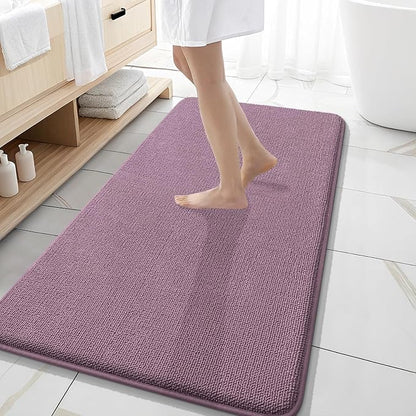 OLANLY Memory Foam Bathroom Runner Rug 47x20, Absorbent Long Mat, Deep Plum | Soft Quick Dry Bath Rugs, Non-Slip Carpet, Machine Washable Mat for Bathroom Floor, Tub and Shower, Home Decor Accessories