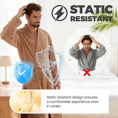 PJGGZ Towel Robe for Men - Ultra-Absorbent Soft Quick Dry Towel Bathrobe Kimono for Shower, Spa & Hotel