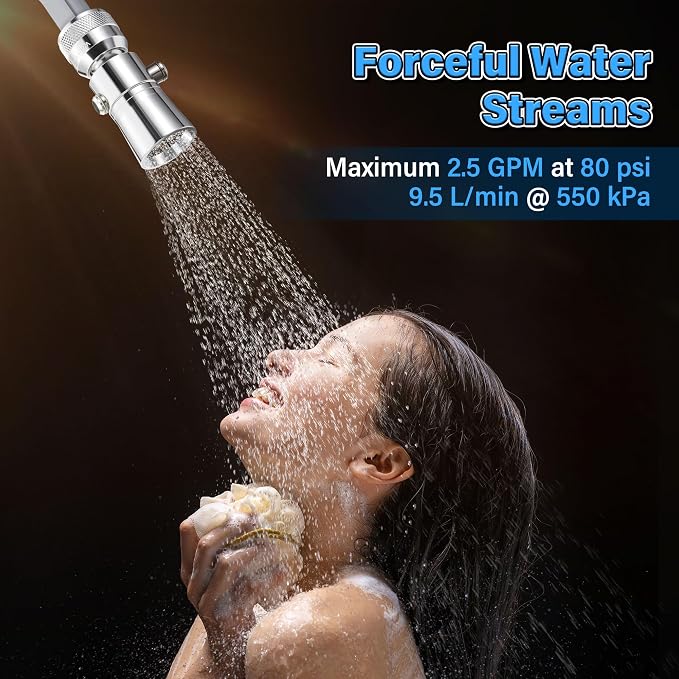 Enhon 2 Setting Spray Shower Head compatible with Delta 52652-PK, 1 Set | 2 Setting Full Spray & Pause, 2.5 GPM Brass Water Saving Shower Head, Stainless Steel Polished Chrome, 1" Diameter Spray Face