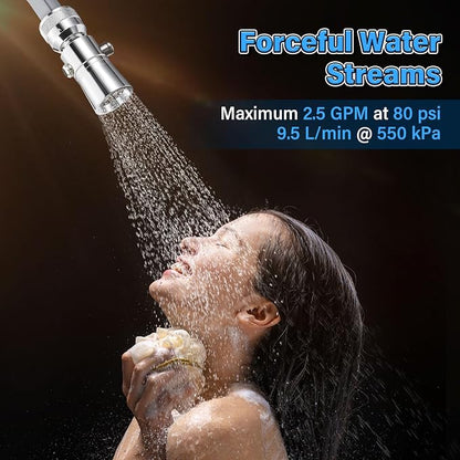 Enhon 2 Setting Spray Shower Head compatible with Delta 52652-PK, 1 Set | 2 Setting Full Spray & Pause, 2.5 GPM Brass Water Saving Shower Head, Stainless Steel Polished Chrome, 1" Diameter Spray Face