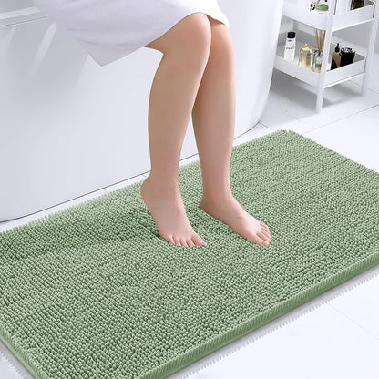 OLANLY Bathroom Runner Rugs 40x24, Extra Soft Absorbent Chenille Bath Rugs | Sage Green, Quick-Drying Rubber Backing, Washable Long Bath Mat for Bathroom Floor, Tub and Shower, Home Decor Accessories