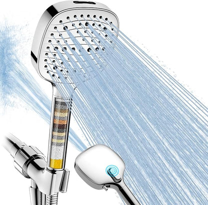 Filtered Shower Head with Handheld, High Pressure 7 Mode, Anti-clog Nozzles, Built-in Power Wash to Clean Tub, Handheld Shower Head with Filters for Hard Water, Remove Chlorine - Reduce Dry Itchy Skin