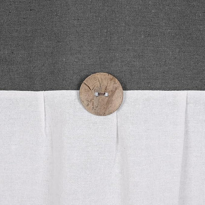 DOSLY Ides Farmhouse Cotton Button Black Gray Shower Curtain, Pleated White Cotton Blend Woven Fabric, Country Style, 72x72 in for Bathroom