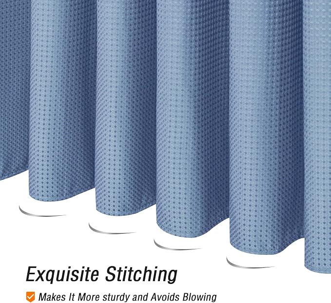 Moonlight Blue Fabric Shower Curtain, 72 X 72 | Cloth-Textured Shower Curtain for Bathroom - Soft Cloth & Hotel Spa Luxury, Water Repellent, Machine Washable