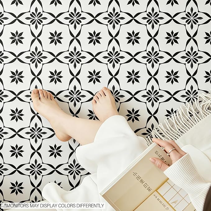 20-Pack Peel and Stick Floor Tile, 7.9”x7.9” Vinyl Flooring for Bathroom Kitchen, Waterproof Non-Slip Durable Self-Adhesive Easy DIY Removable No Residue White