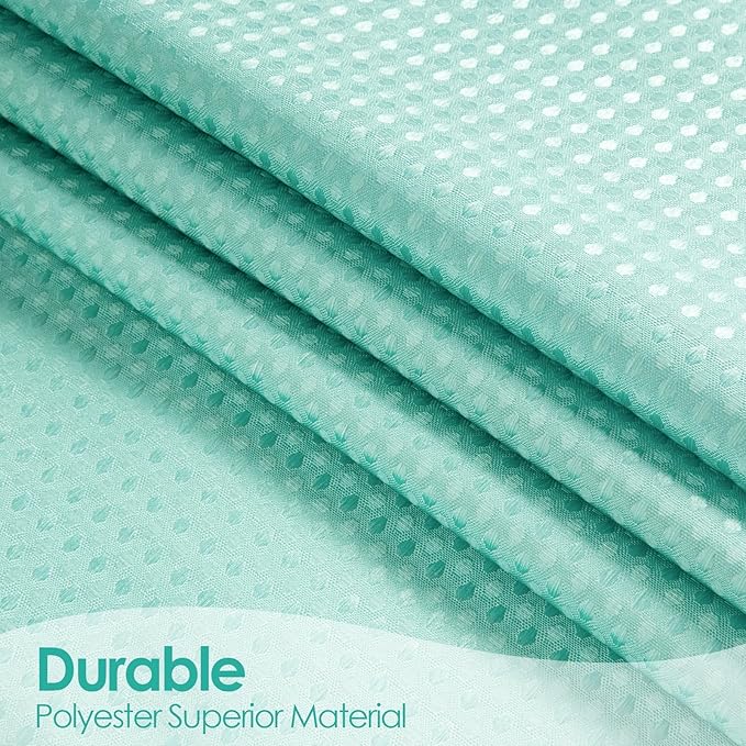 MitoVilla Teal Blue Ombre Waffle Fabric Shower Curtain, Modern Waffle Weave Textured Shower Curtains for Luxury Rustic Bathroom Decor, Vintage Weighted Bathroom Shower Curtain, 72 x 72