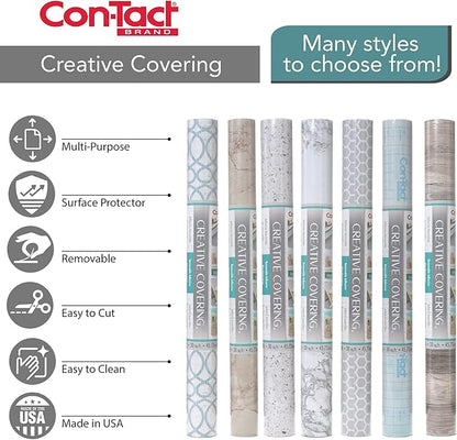 Con-Tact Brand Creative Covering, Self-Adhesive Shelf Liner, Multi-Purpose Vinyl Drawer Liner, Easy to Use and Apply, 18'' x 9', Dottie Gray