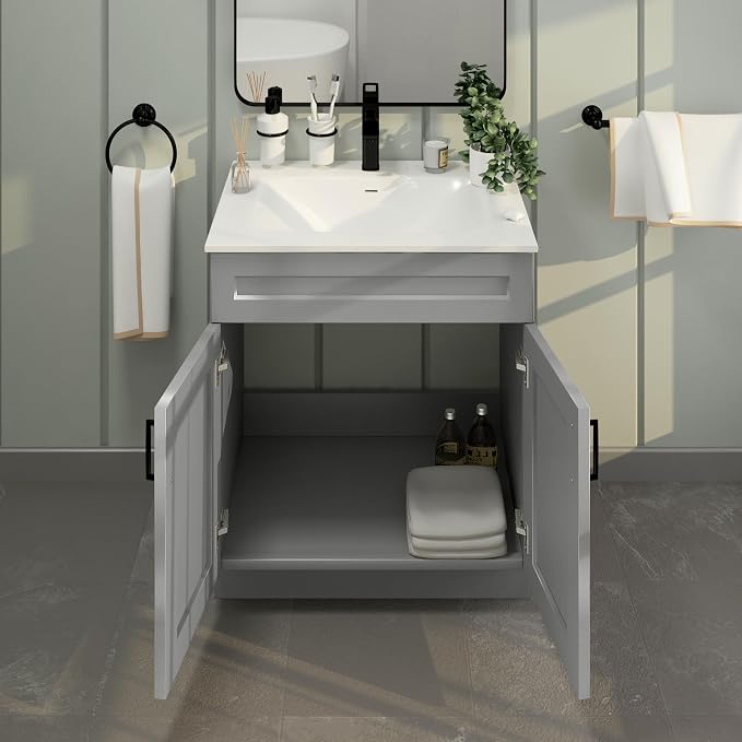 Bathroom Vanity Sink Base Ready-to-Assemble Bathroom Cabinet 24"/30'/36" Width (Vanity Base in Light Grey Shaker, 30 inch)