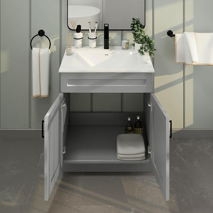 Bathroom Vanity Sink Base Ready-to-Assemble Bathroom Cabinet 24"/30'/36" Width (Vanity Base in Light Grey Shaker, 30 inch)