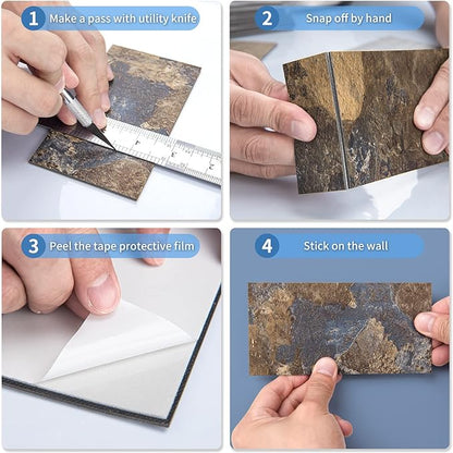 Art3d 102-Pack Peel and Stick Backsplash, Stick on Subway Tile, Rust Slate | 3 x 6 in, PVC, Self Adhesive, Waterproof, Traceless Peel, Modular Splicing, Ideal for Vanities, Bathrooms