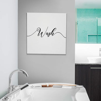 Renditions Gallery Simple Wash sign Bathroom Décor Gallery Wrapped Canvas Wall Art, 12x12,
