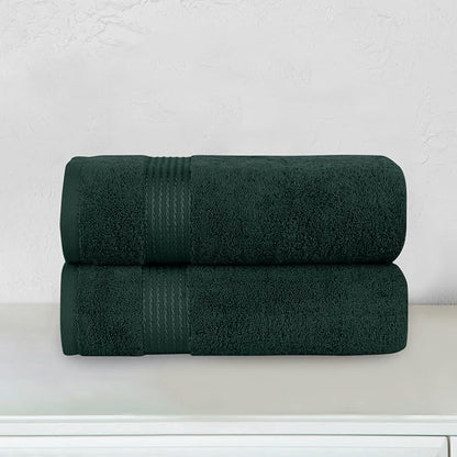 Elegant Comfort Premium Turkish Cotton 2 Pack Bath Towel Set - 27 x 54 inch, Luxurious Hotel Spa Quality 100% Turkish Cotton 2PC Bath Towel Set - Highly Absorbent - Soft Bathroom Towels, Hunter Green