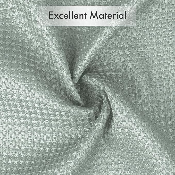 AmazerBath Grayish Green Shower Curtain Waffle Textured, Fabric Shower Curtain Dusty Green Thick Heavy Duty 240GSM Hotel Quality Bathroom Shower Curtains, Premium Polyester, 72 x 72 Inches