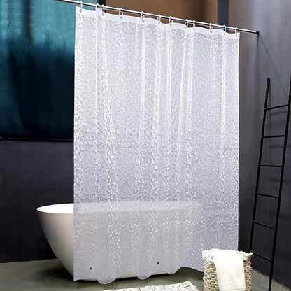 NTBAY EVA Shower Curtain Liner, 72 x 72, 6 Gauge, Semi Clear Pebbles | Water-repellent EVA Liner with 3 Bottom Magnets, 12 Reinforced Grommets, and 12 Plastic Hooks