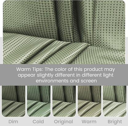 SORTTO No Hook Shower Curtain with Snap in Liner Set Waffle Shower Curtain for Bathroom Hotel Style Fabric Waterproof Inner Liner，54" W x 80" H, Sage Green