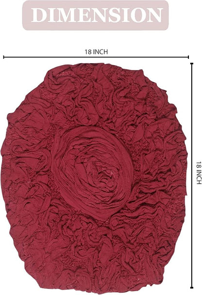Home Weavers Bell Flower Toilet Lid Cover – 18"x18", 100% Cotton Tufted, Soft & Absorbent, Non-Slip, Machine Washable Bathroom Seat Cover, Red