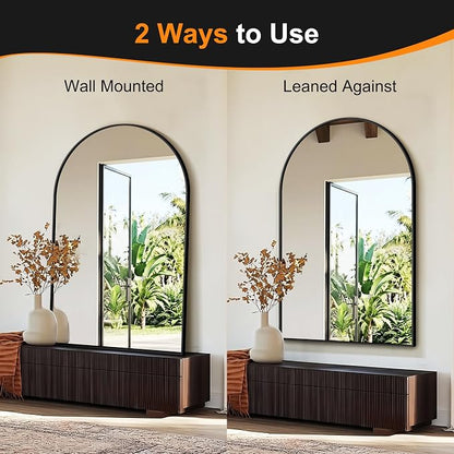Arched Bathroom Mirror, 55"x35", Black