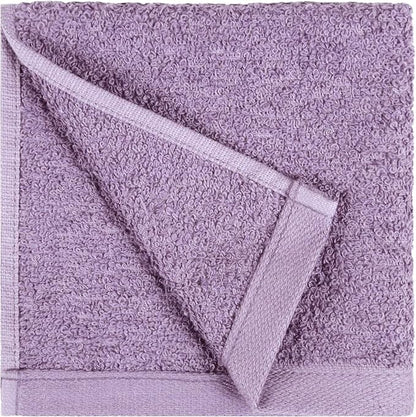 Amazon Basics Highly Absorbent, Fast Drying 100% Cotton Washcloths for Bathroom, Machine Washable, 12 x 12 inches, Lavender, 24-Pack