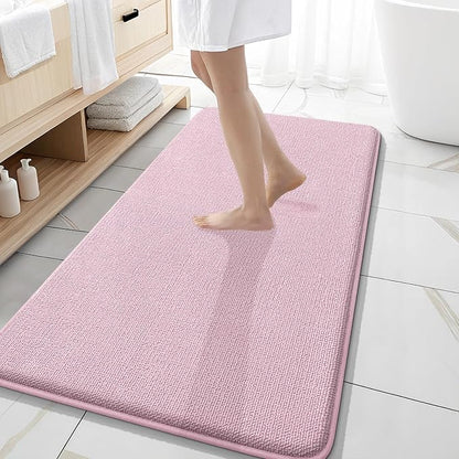 OLANLY Memory Foam Bathroom Runner Rugs 47x20, Long Bath Mats, Dusty Rose | Soft Quick Dry Bath Rugs, Non-Slip, Absorbent Machine Washable Mat for Bathroom Floor, Tub and Shower, Home Decor Accessories