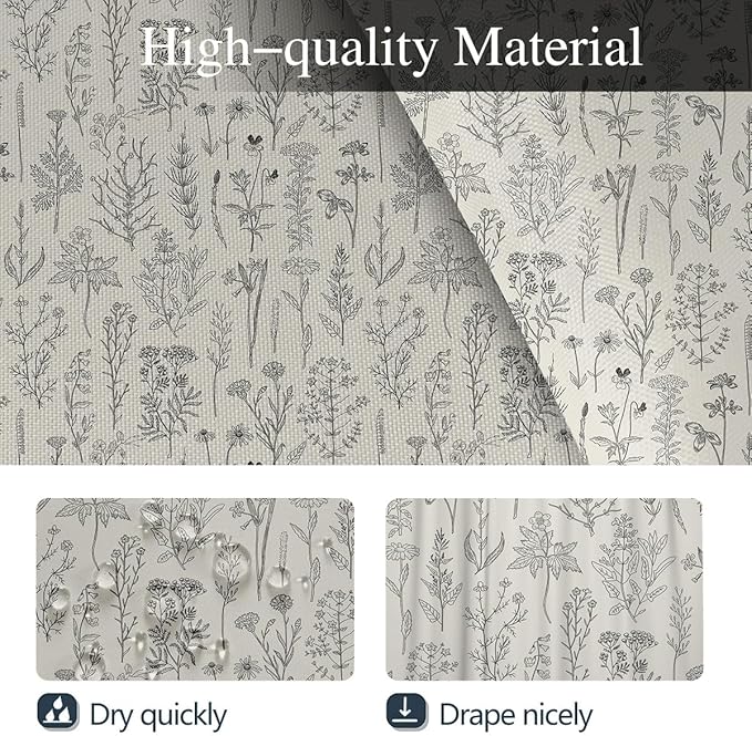 Coxila Vintage Floral Shower Curtain Extra Wide Large Long Clawfoot Tub Wrap Around Flower Retro Farmhouse Rustic Botanical Spring Country Cottage Bathroom 180 x 70 Inch Polyester Fabric 31 Pack Hooks