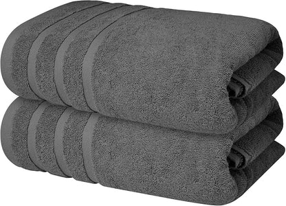 Infinitee Xclusives 100% Ring-Spun Cotton Bath Towels for Bathroom - Pack 2 | Luxury Super Soft, Absorbent & Quick-Drying |27x54 inches| Large Bathroom Towels Set |600 GSM| Gym, Shower, Spa & Hotel Use