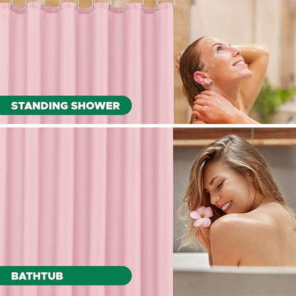 Fabric Shower Curtain Liner 72x72 Inch-Pink Standard Size Shower Liners | Hotel Quality Water Resistant Shower Liners for Bathroom-Machine Washable Cloth Polyester Bath Curtain-Rental Apartment Home