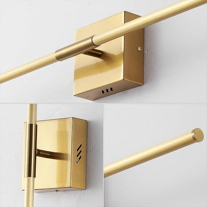 JONATHAN Y 28" Brass Gold Modern Dimmable Integrated LED Wall Sconce, Metal Vanity Light for Bathroom Mirror Bedroom Hallway, Sleek Hardwired Wall Lamp Fixture, 3000K (JYL7022B)