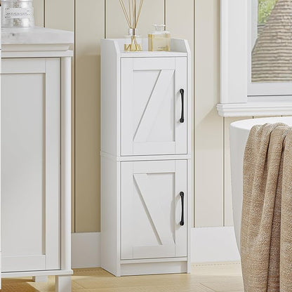 Bathroom Storage Cabinet, Small Corner Floor Cabinet with Door and Shelves, Narrow Bathroom Organizer and Paper Storage with Adjustable Shelves, for Small Spaces, White BC27113X