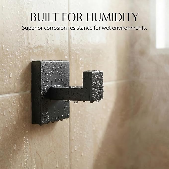 5-Piece Bathroom Hardware Set, 23.6 in Towel Bar, Matte Black | 304 stainless steel, towel ring, toilet paper holder, 2 robe hooks, wall-mounted, installation hardware included