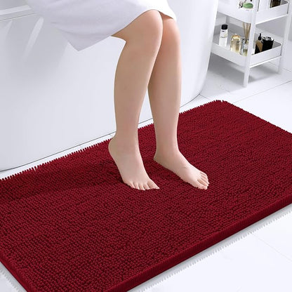 OLANLY Bathroom Runner Rugs 44x24, Extra Soft Absorbent Chenille Bath Rugs | Red, Quick-Drying Rubber Backing, Machine Washable Long Bath Mat for Bathroom Floor, Tub and Shower, Home Decor Accessories