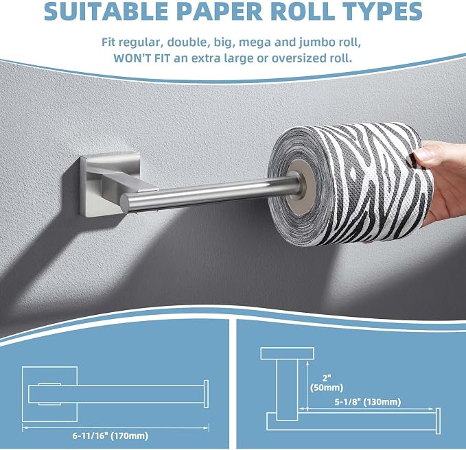 Suyar Bathroom Hardware Set Brushed Nickel, Bathroom Accessories 4 Pieces | Include Robe Hook, Toilet Paper Holder, Hand Towel Holder, Towel Bar, SUS304 Stainless Steel, Wall Mounted